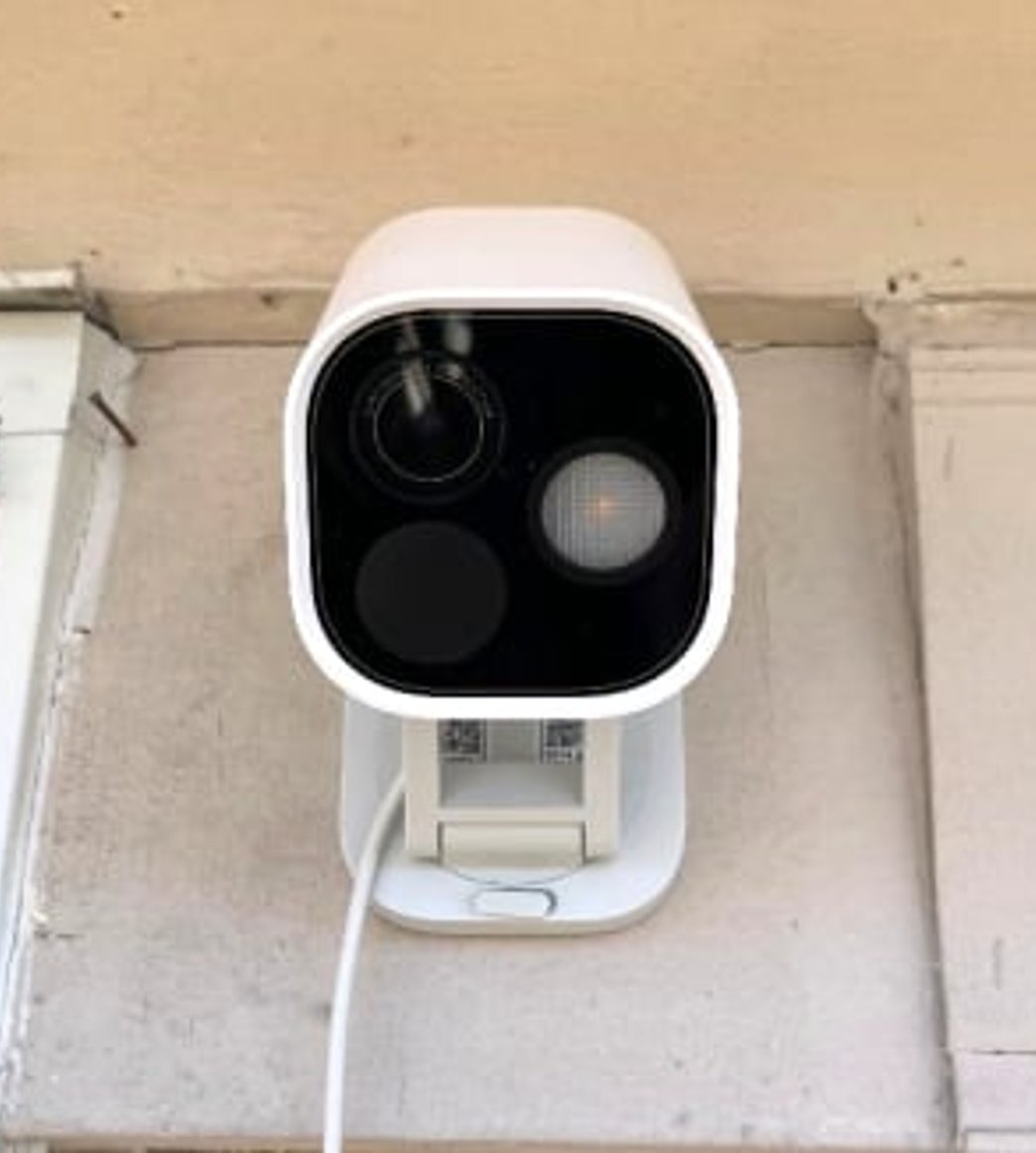 Smart thermostat on wall